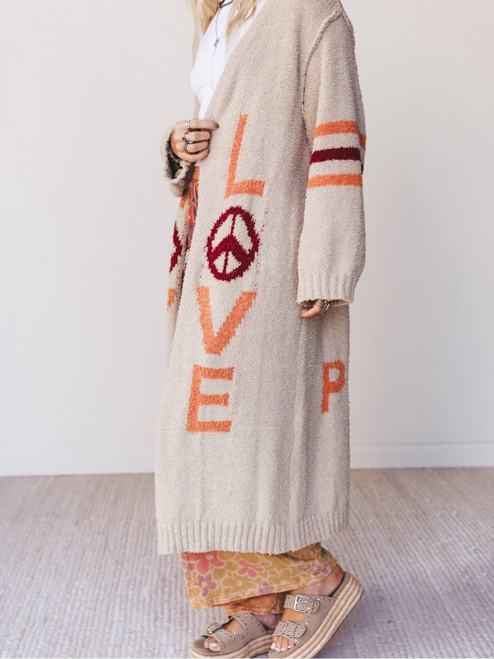 NWT POL Oversized Peace Love Boho Soft Cardigan Sweater Duster - Picture 11 of 14